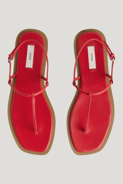 T-strap nappa sandals red/desert — model side