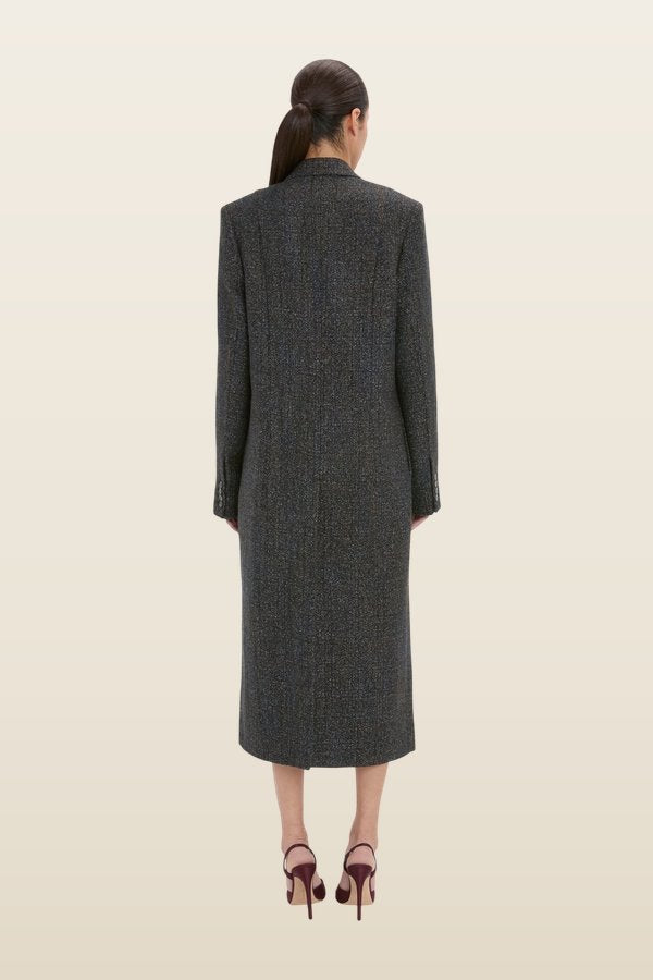 Tailored Coat In Grey Melange — model back