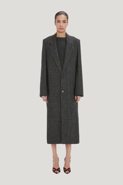 Tailored Coat In Grey Melange — model front