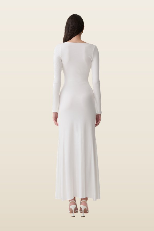 Tanya Buttoned Long Sleeve Maxi Dress — model back