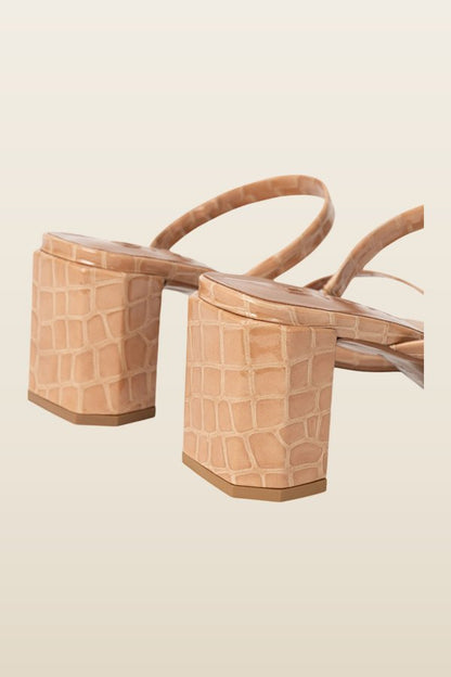 Tanya Light Tan Croco Embossed Leather Slip-On Mule — model back