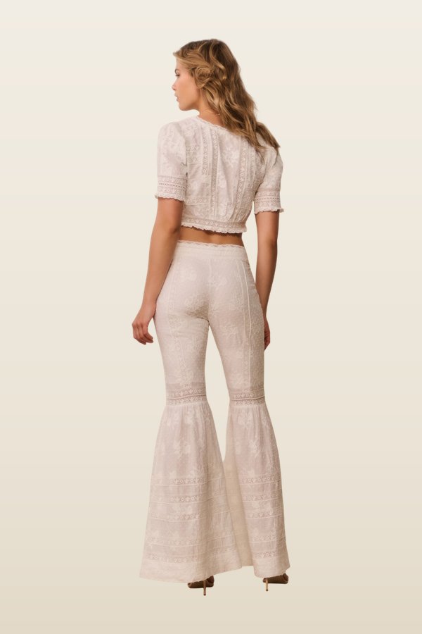 Tevla Cotton Victorian Bell Bottom Pant — model back