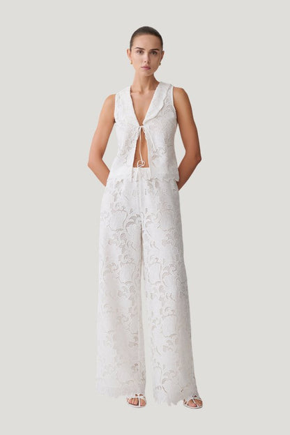 Tessa Broderie Straight Leg Pants — model front