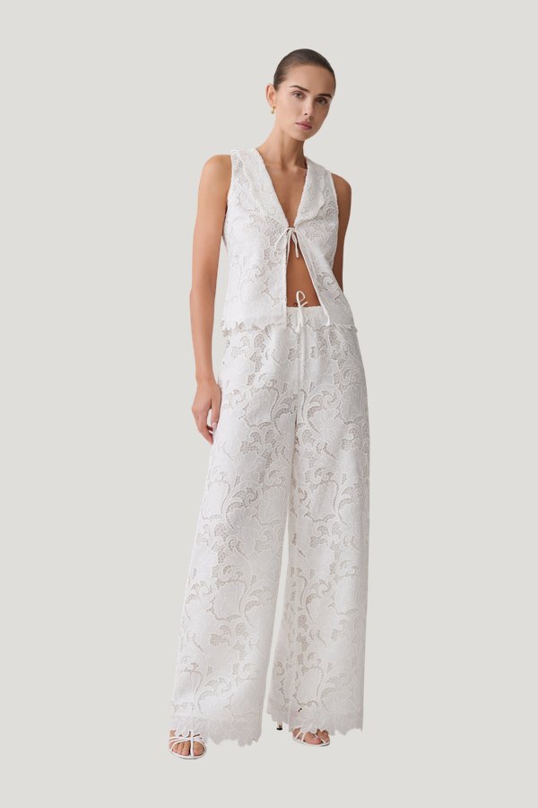 Tessa Broderie Straight Leg Pants — model side