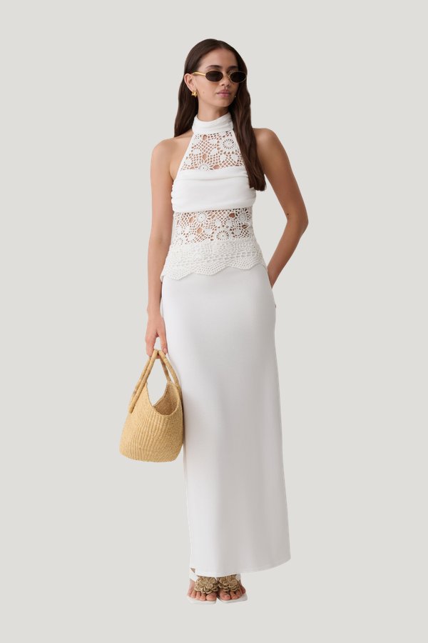 Tessie Knit & Crochet Maxi Dress — model front