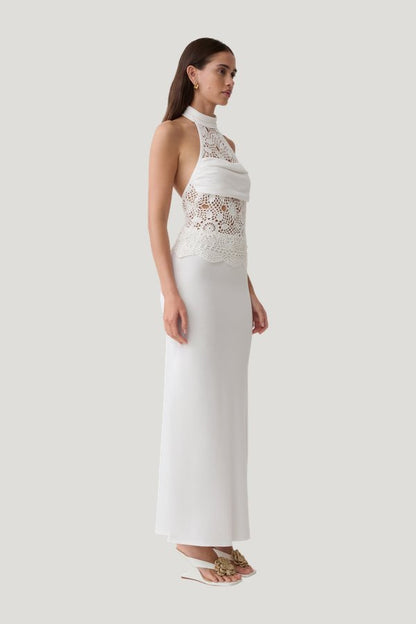 Tessie Knit & Crochet Maxi Dress — model side