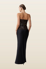 Thalia Faux Leather Boned Corset — model back