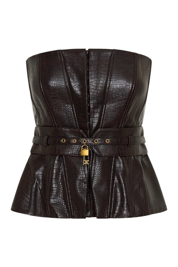 Thalia Faux Leather Boned Corset — packshot