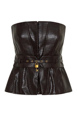 Thalia Faux Leather Boned Corset — packshot