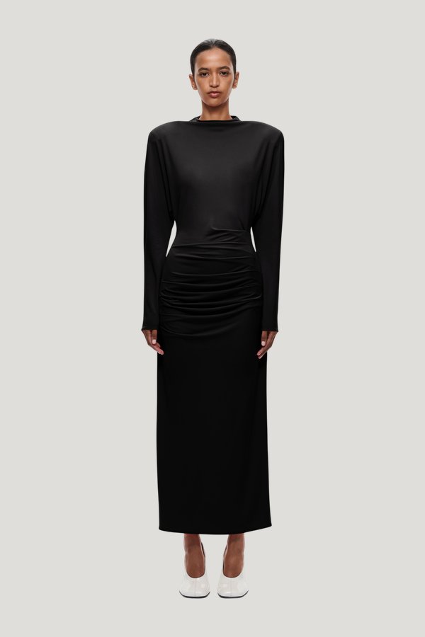 The Jersey Draped Midi Dress — model front