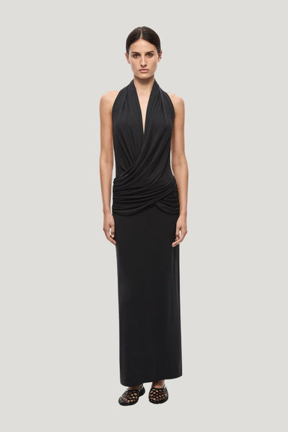 The Cabana Cupro Dress — model front