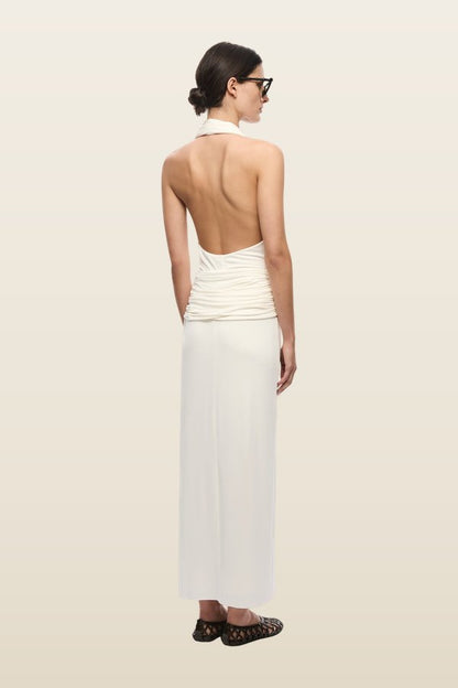 The Cabana Cupro Dress — model back