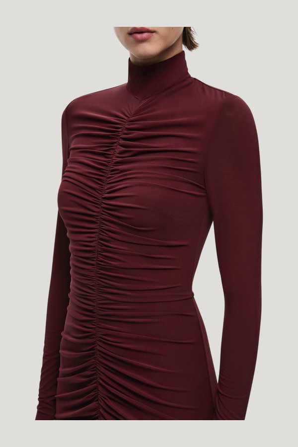 The Gathered Long Sleeve Maxi Dress — model side