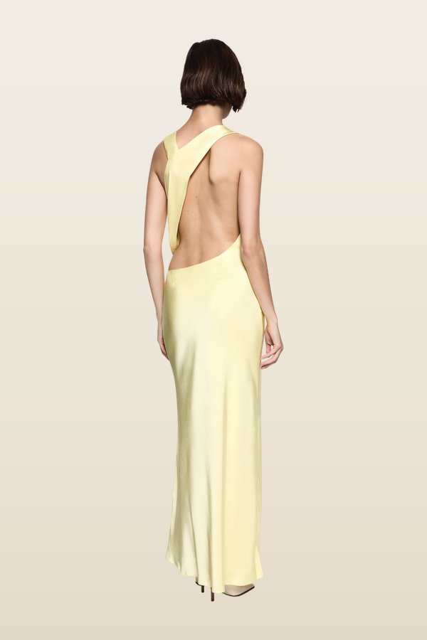 The Harlow Satin Dress — model back
