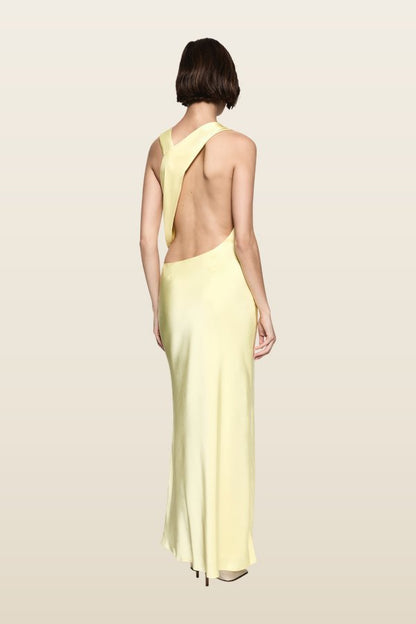 The Harlow Satin Dress — model back