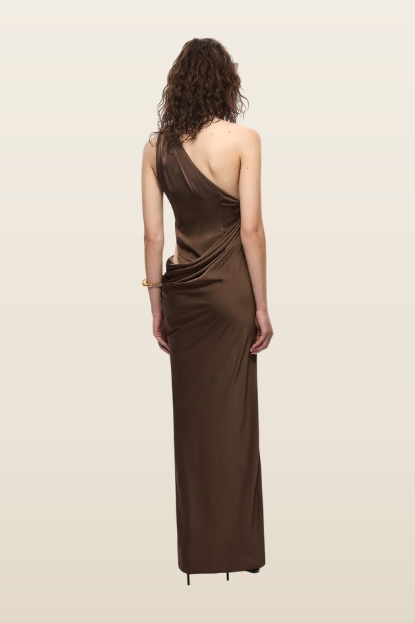 The Isadora Satin Dress — model back