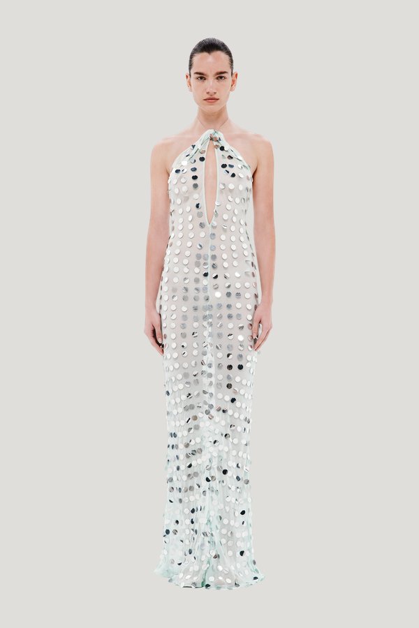 The Mirror Bead Dress — model front