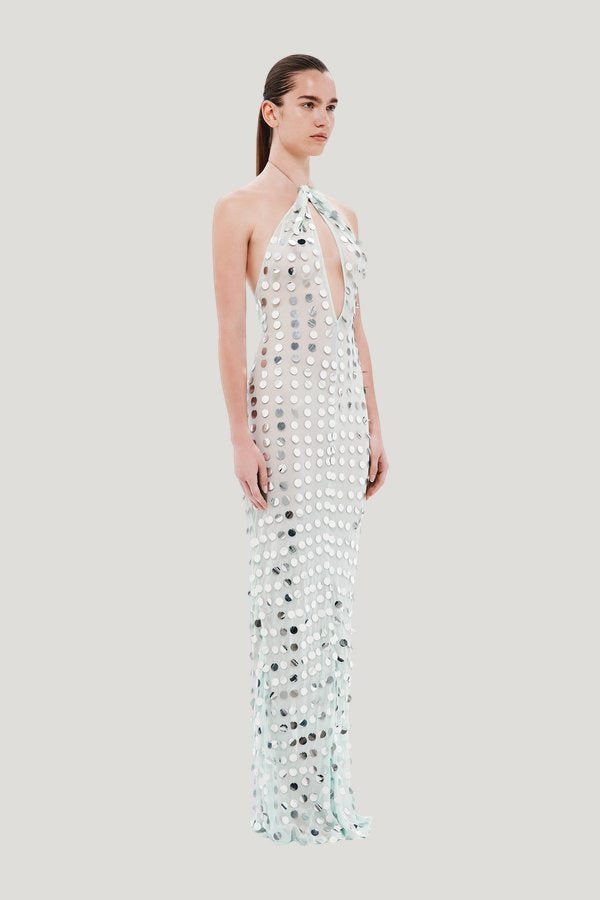 The Mirror Bead Dress — model side