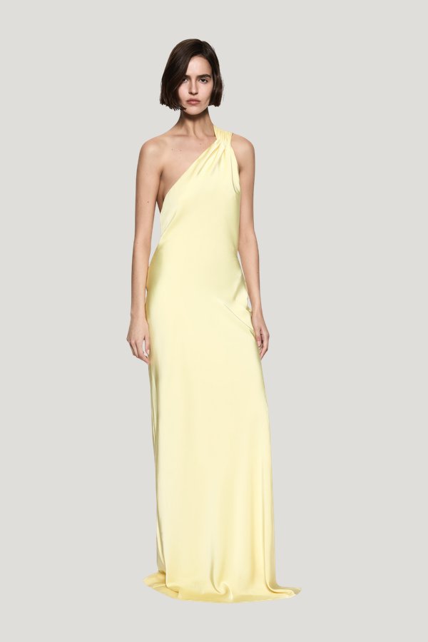 The Nicolette Satin Dress — model front