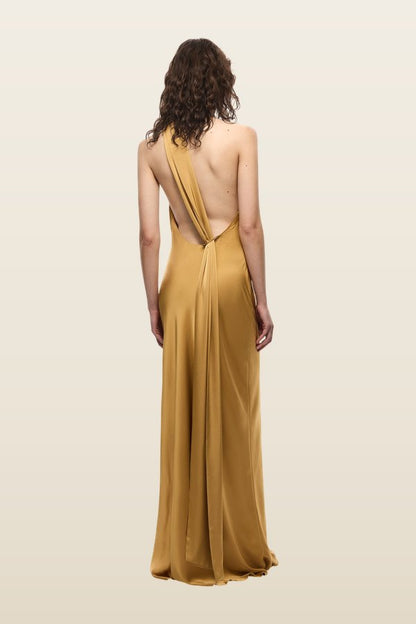 The Nicolette Satin Dress — model back