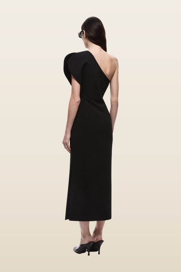 The Sculpted One Shoulder Midi Dress — model back