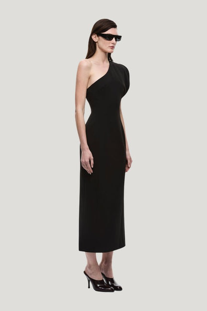 The Sculpted One Shoulder Midi Dress — model side