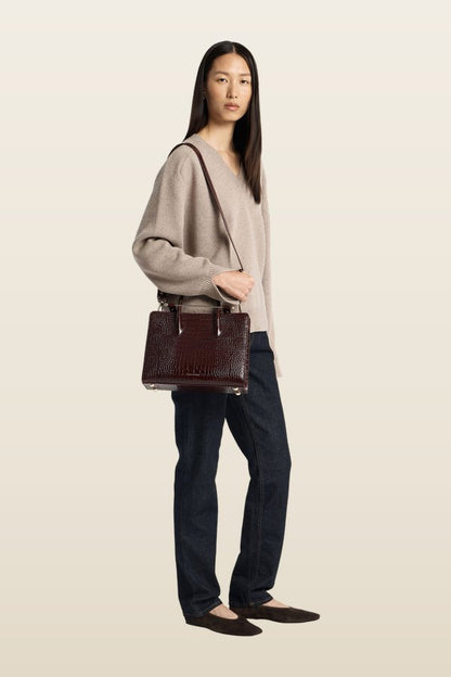 Midi Tote - Croc-Embossed Leather — model back