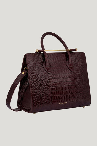 Midi Tote - Croc-Embossed Leather — model front
