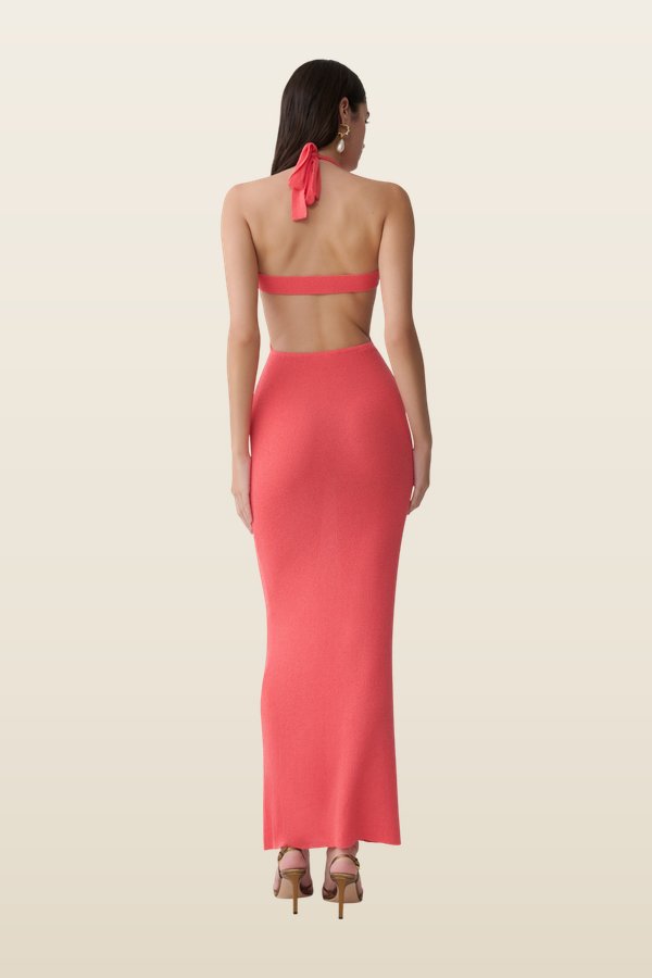 Theresea Halter Knit Maxi Dress — model back