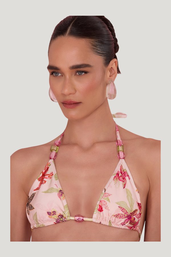 Orchid Bloom Bikini Top — model side