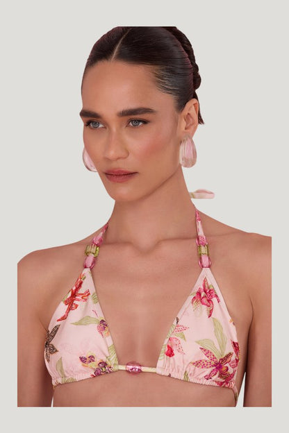 Orchid Bloom Bikini Top — model side