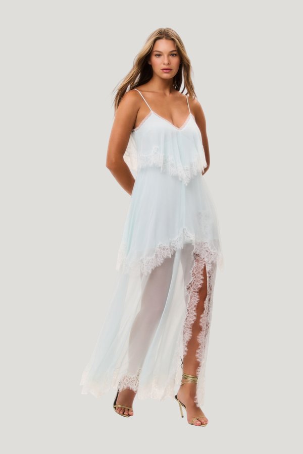 Toby Silk Chiffon Maxi Dress — model side