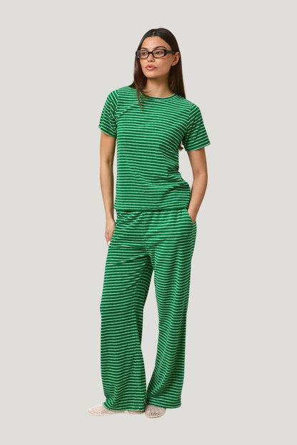 Towelling High Waist Trousers - Jelly Bean — model front