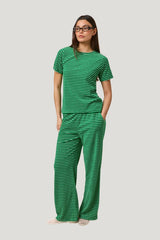 Towelling High Waist Trousers - Jelly Bean — model front