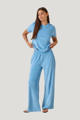 Towelling Short Sleeve T Shirt - Aqua — model front