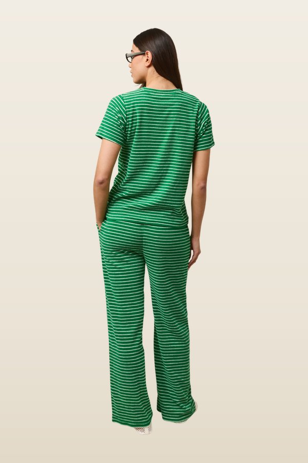 Towelling Stripe Short Sleeve T Shirt - Jelly Bean — model back