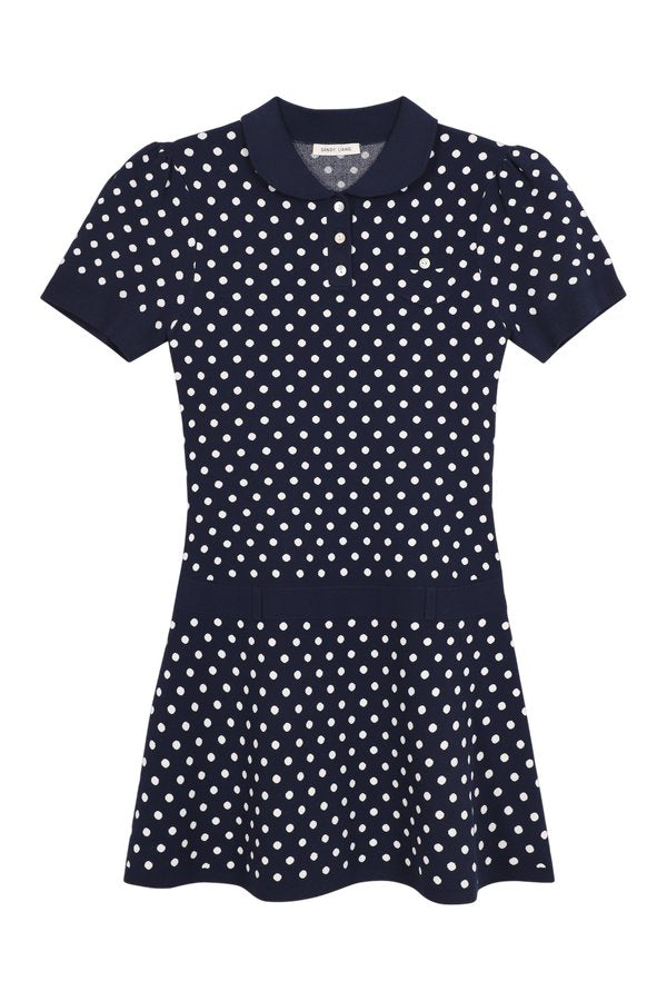 Tumi Sweater Dress In Navy White Polka Dot — packshot