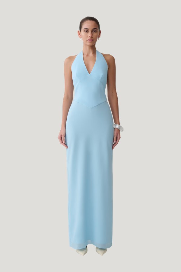 Valentina Chiffon Halter Maxi Dress — model front
