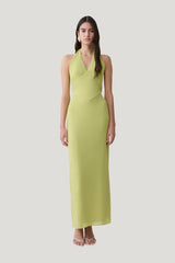Valentina Chiffon Halter Maxi Dress - Pistachio — model front