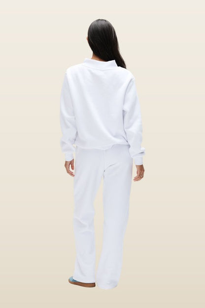 OG Varsity Mockneck - White + Denim — model back