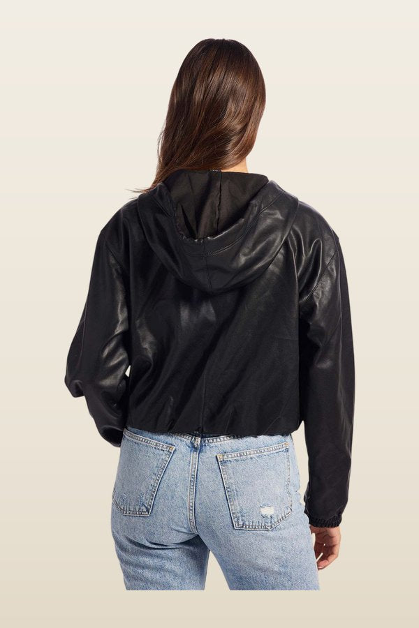 Vegan Leather Jacket — model back