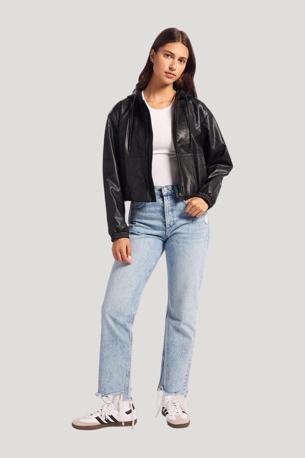 Vegan Leather Jacket — model front