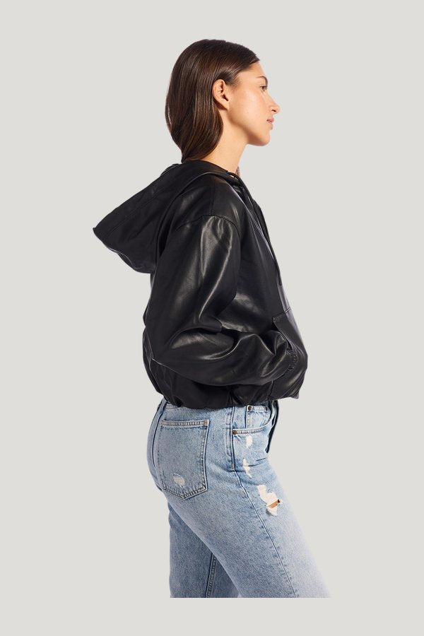Vegan Leather Jacket — model side