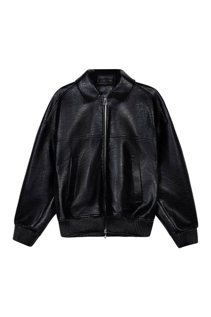 Vintage Leather Bomber Jacket — packshot