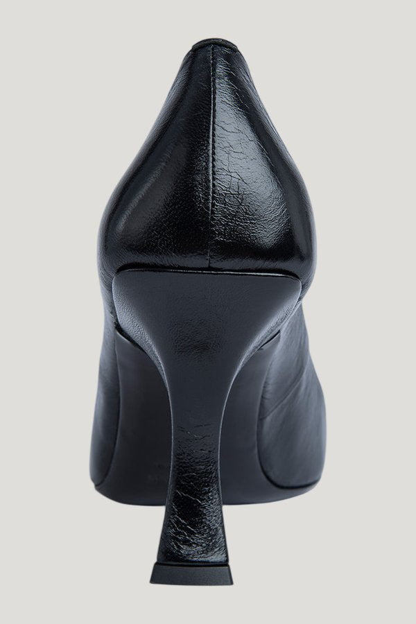 Viva Black Creased Leather Pump — extra