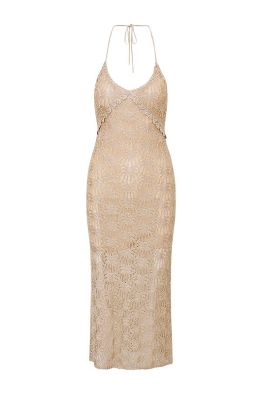 Vreya Metallic Crochet Maxi Dress — packshot