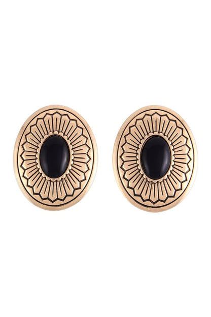 Western Oval Earring (Gold/Black) — packshot