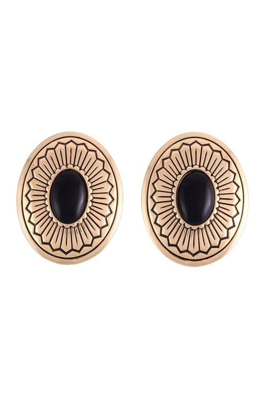 Western Oval Earring (Gold/Black) — packshot