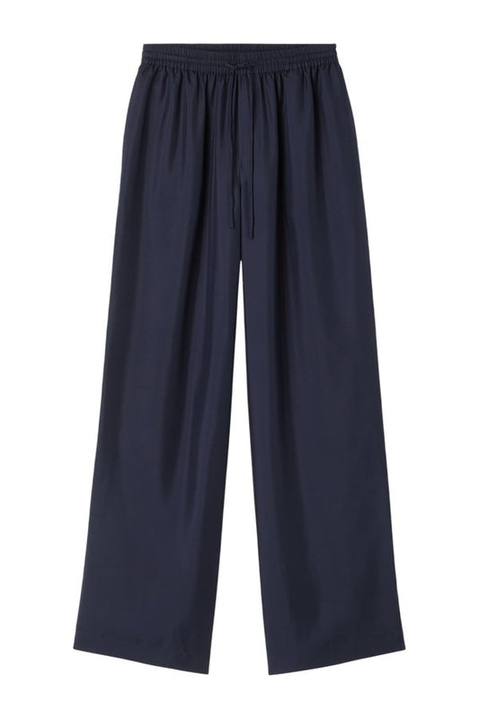 Wide leg silk trousers | night — packshot
