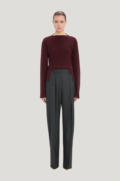 Cecilia Trouser In Grey Melange — model front